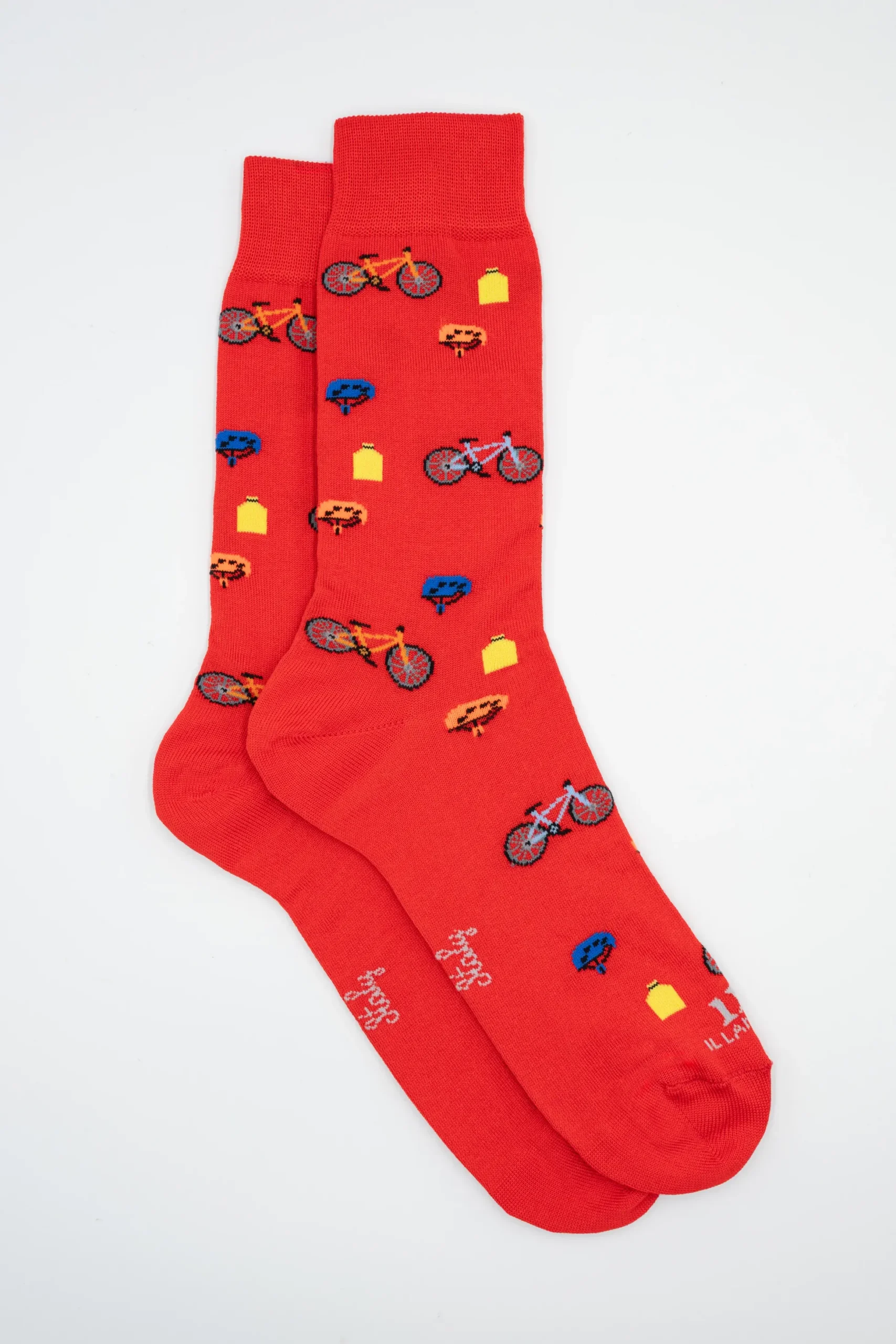 Calze Corte in Cotone Fantasia Biciclette - ROSSO