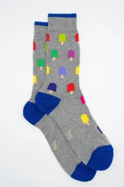 Calze Corte in Cotone Fantasia Gelati - FANT. GRIGIO