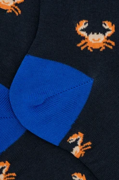 Calze Corte in Cotone Fantasia Granchi - FANT. BLU