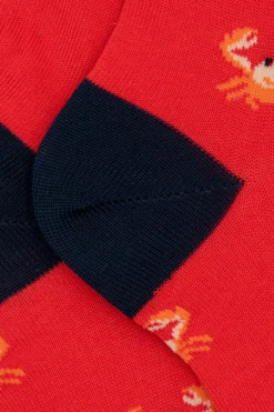 Calze Corte in Cotone Fantasia Granchi - FANT. ROSSO