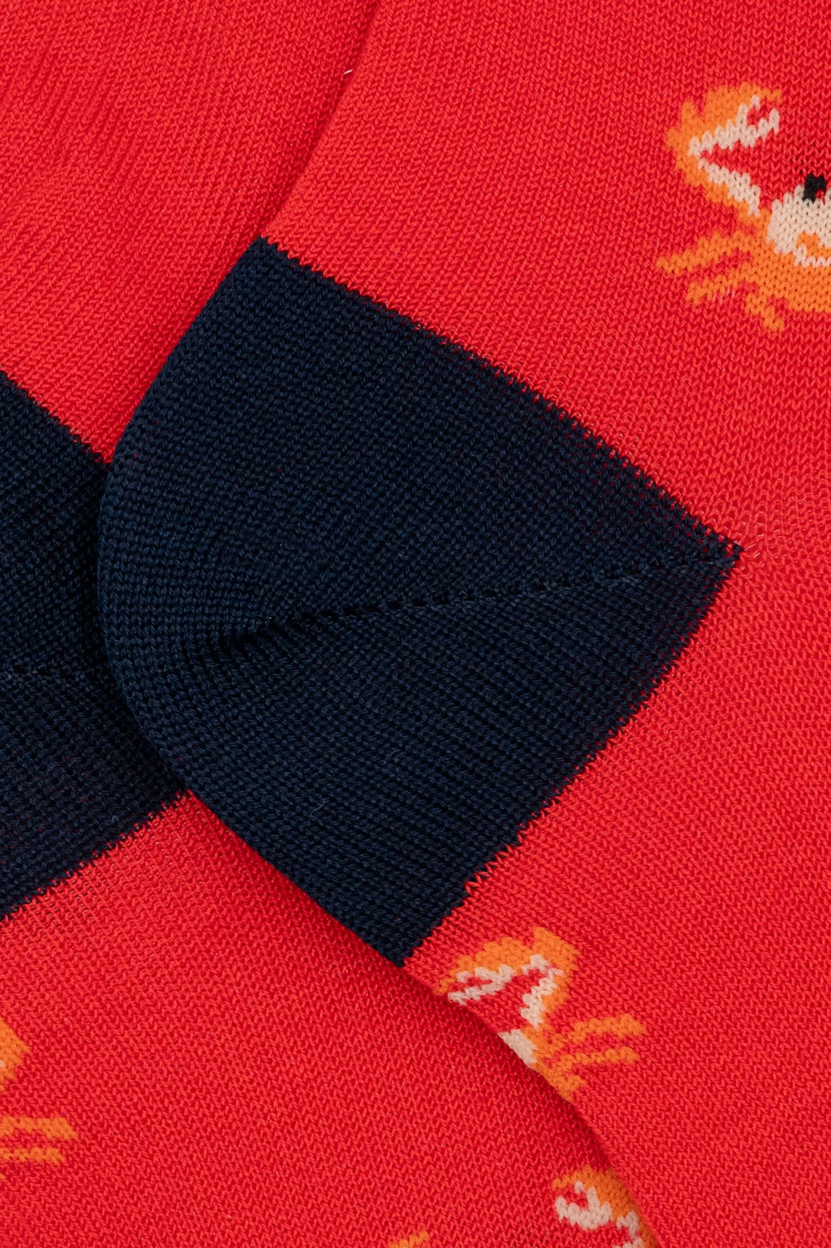 Calze Corte in Cotone Fantasia Granchi - FANT. ROSSO