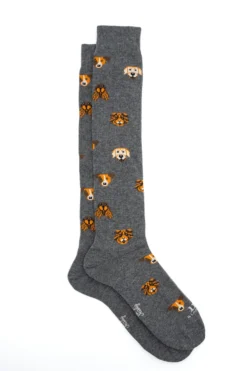 Calze Lunghe in Cotone Fantsia Cani - GRIGIO SCURO