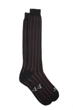 Calze Lunghe Rigate in Cotone - NERO/ROSSO