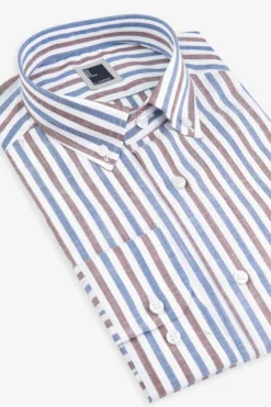 Camicia a righe button down - RIGATO BLU/MARRONE