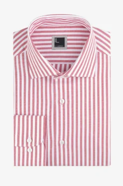 Camicia a righe collo francese - RIGATO BIANCO/ROSSO