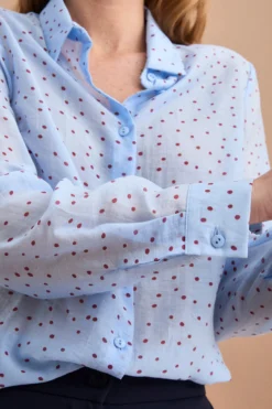 Camicia Boxy con Manica Lunga - POIS BORDEAUX