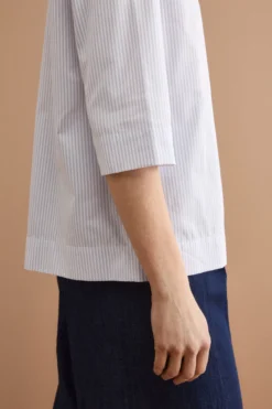 Camicia Boxy Fantasia in Cotone - GRIGIO RIGATO