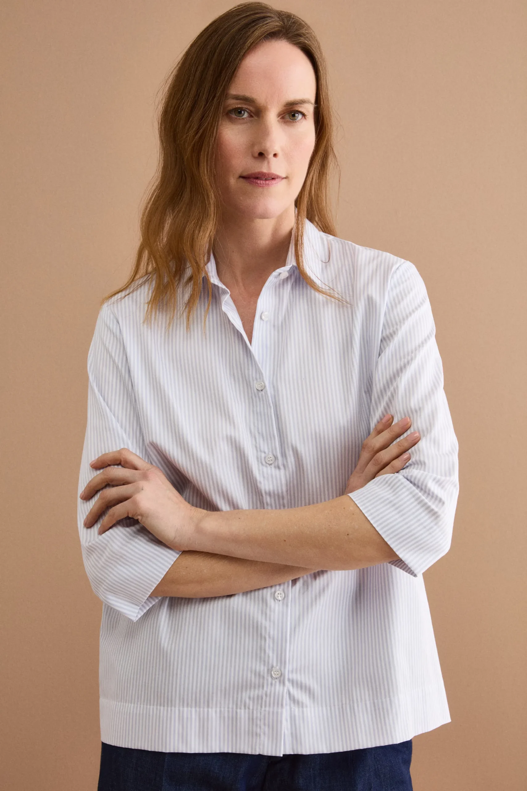 Camicia Boxy Fantasia in Cotone - GRIGIO RIGATO