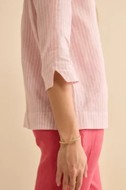 Camicia Boxy Fantasia in Lino - ROSA RIGATO