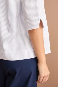 Camicia Boxy in cotone a Righe - GRIGIO RIGATO