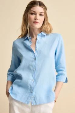 Camicia Boxy in Lino - AZZURRO