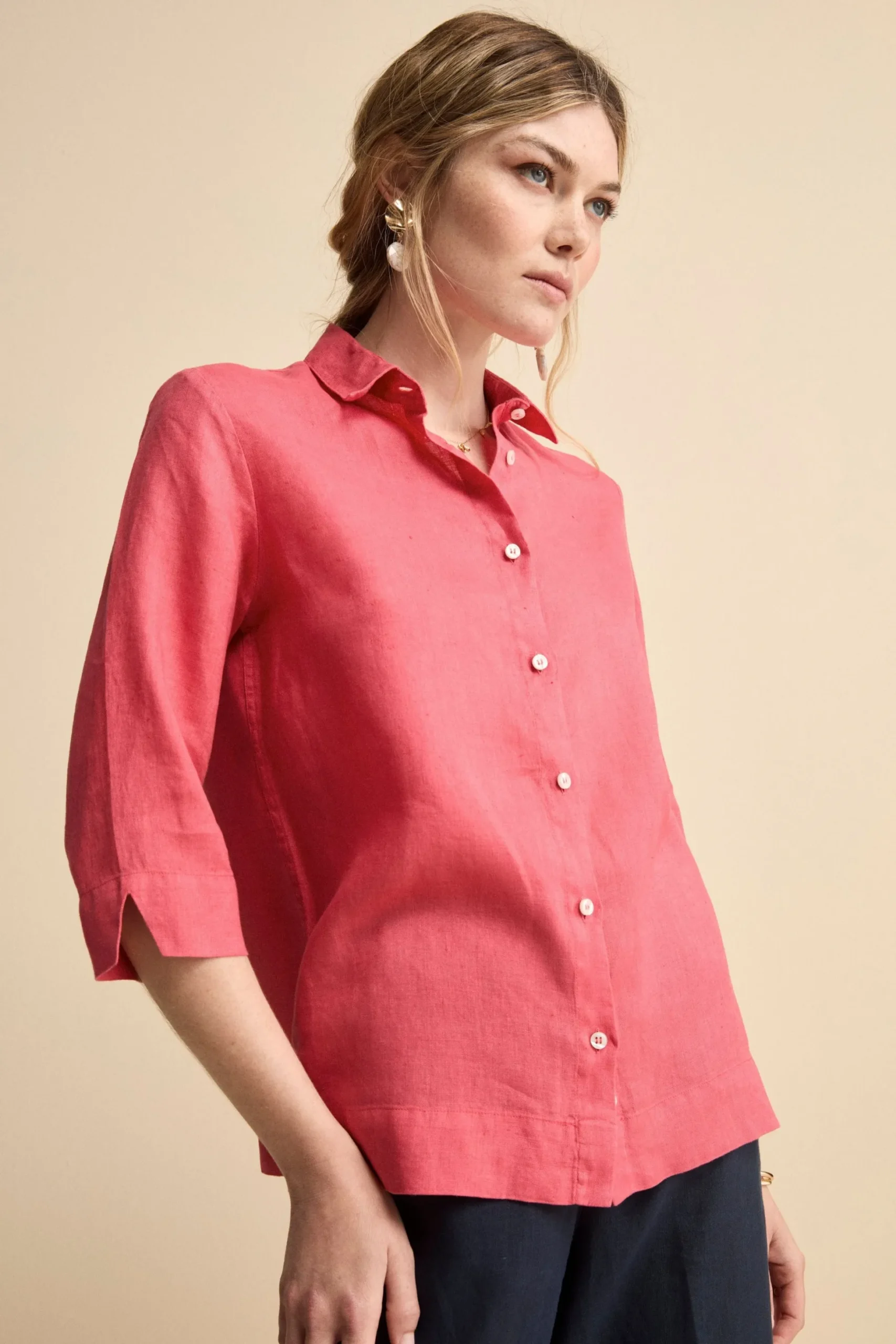 Camicia Boxy in Lino - CORALLO