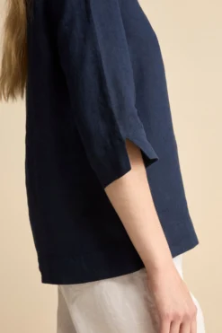 Camicia Boxy in Lino - NAVY