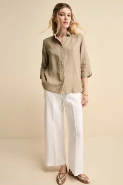 Camicia Boxy in Lino - TORTORA