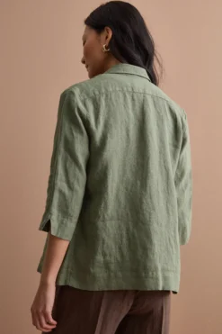 Camicia Boxy Morbida in Lino - VERDE MILITARE