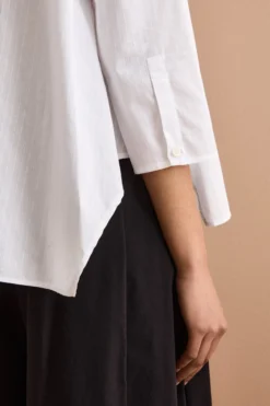 Camicia Boxy Over Fantasia in Cotone - BIANCO RIGATO