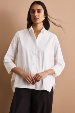 Camicia Boxy Over Fantasia in Cotone - BIANCO RIGATO