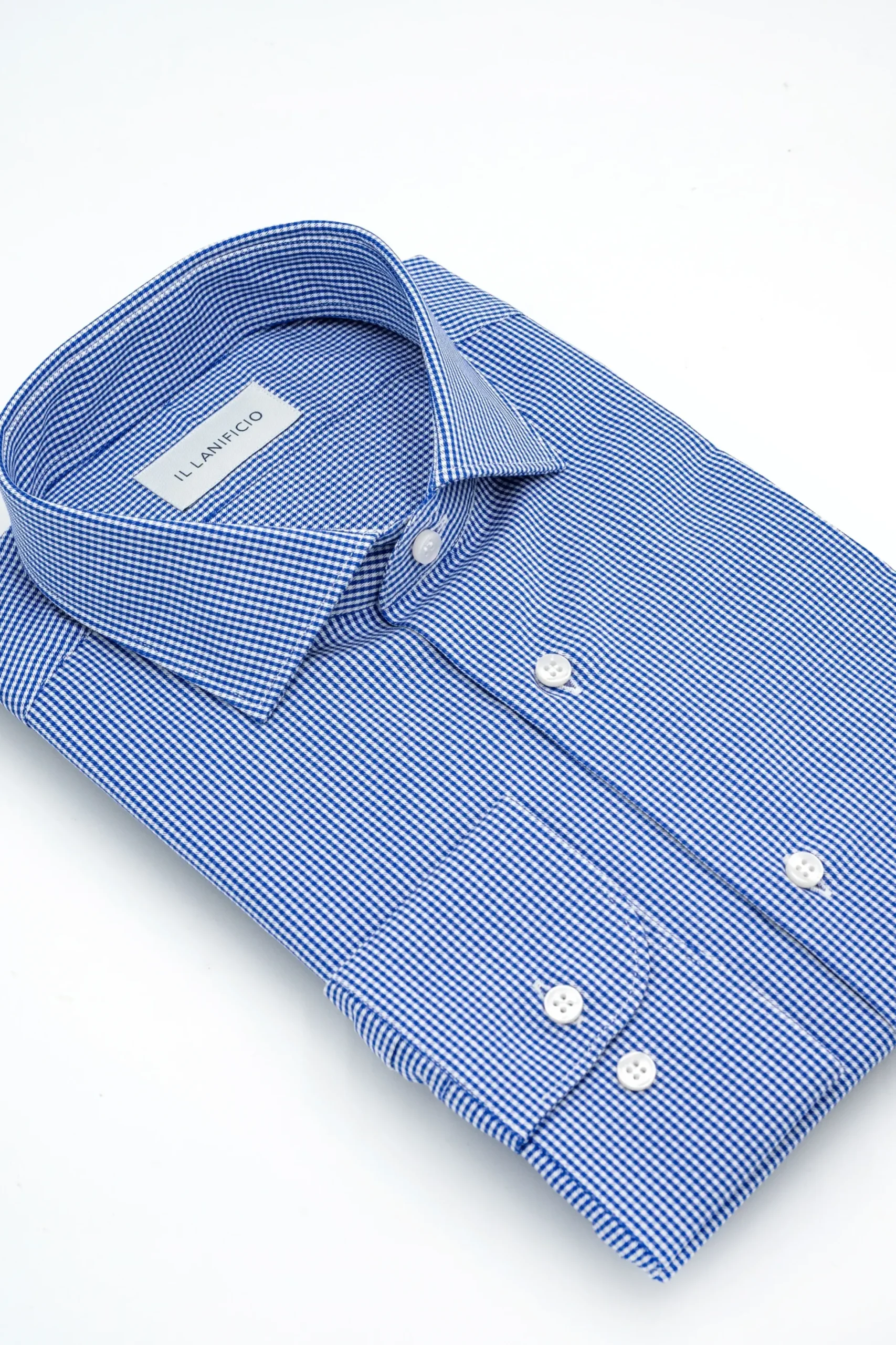 Camicia Check Custom Fit in Twill di Cotone - BLU QUADRI