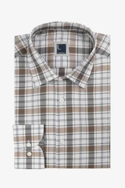 Camicia check in cotone - MARRONE QUADRI