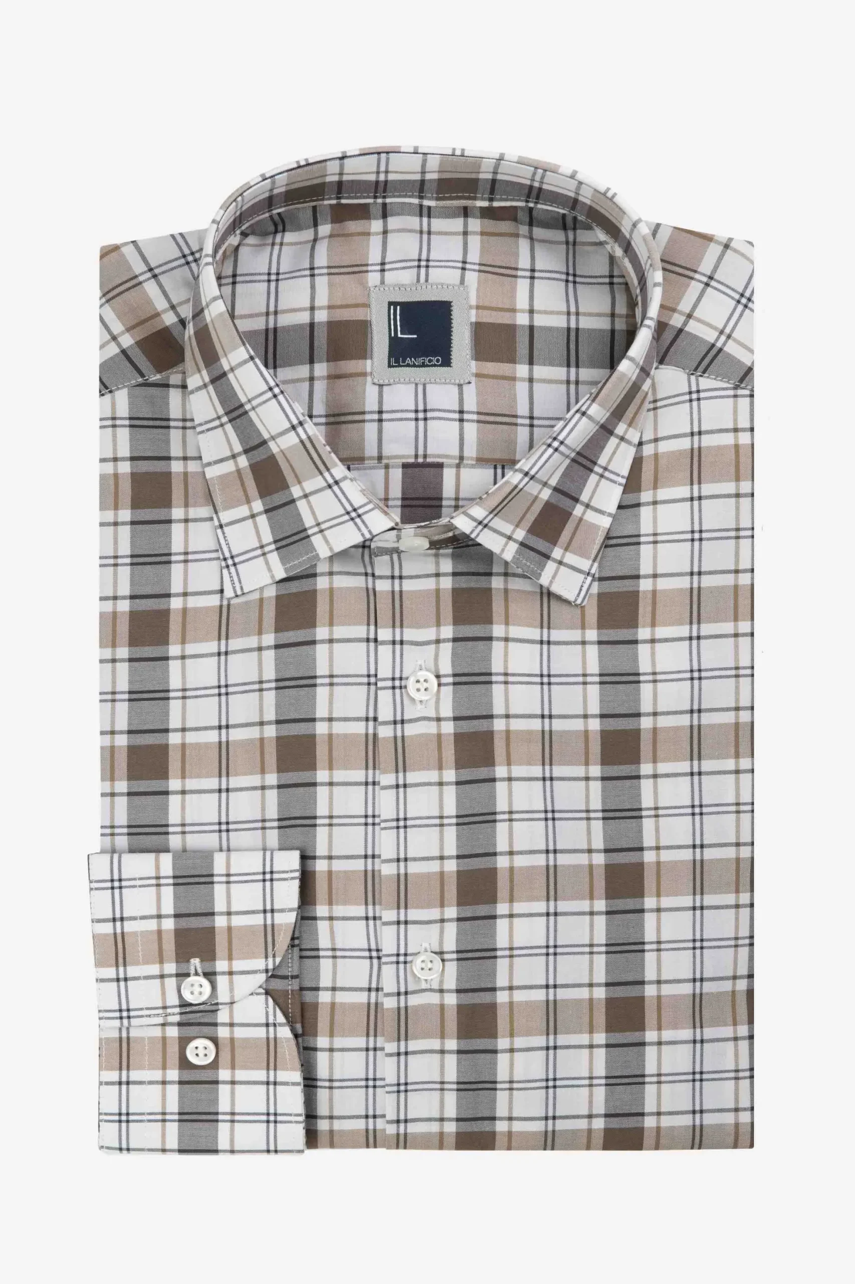 Camicia check in cotone - MARRONE QUADRI