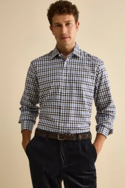 Camicia Check Regular Fit in Cotone - BLU QUADRI