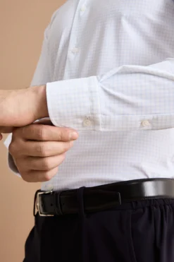 Camicia Check Slim Fit in Tessuto Tecnico - AZZURRO QUADRI