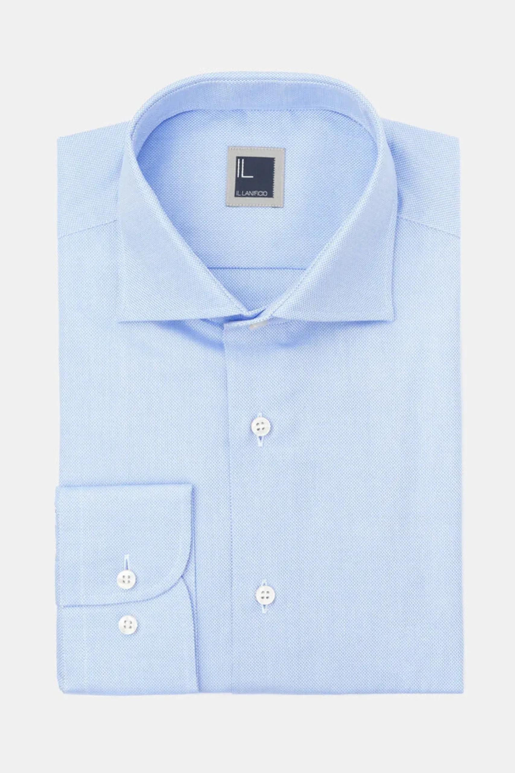 Camicia collo francese nido d’ape - AZZURRO