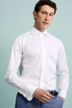 Camicia da Cerimonia Slim Fit in Cotone - BIANCO