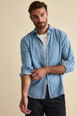 Camicia Denim Custom Fit in Cotone - DENIM CHIARO
