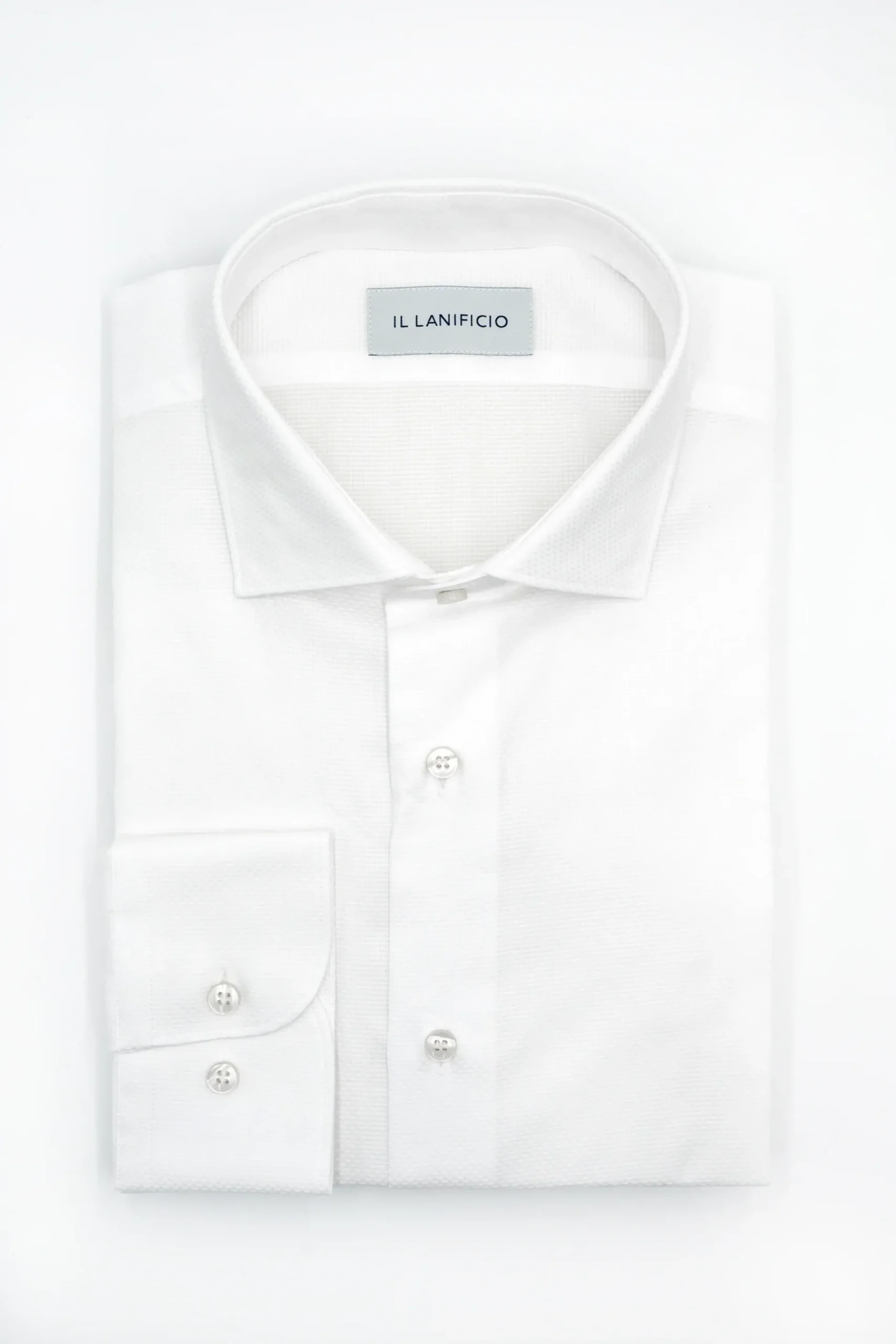 Camicia Dobby Custom Fit in Cotone - BIANCO OPERATO