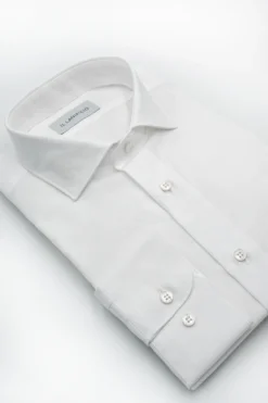 Camicia Dobby Custom Fit in Cotone - BIANCO OPERATO