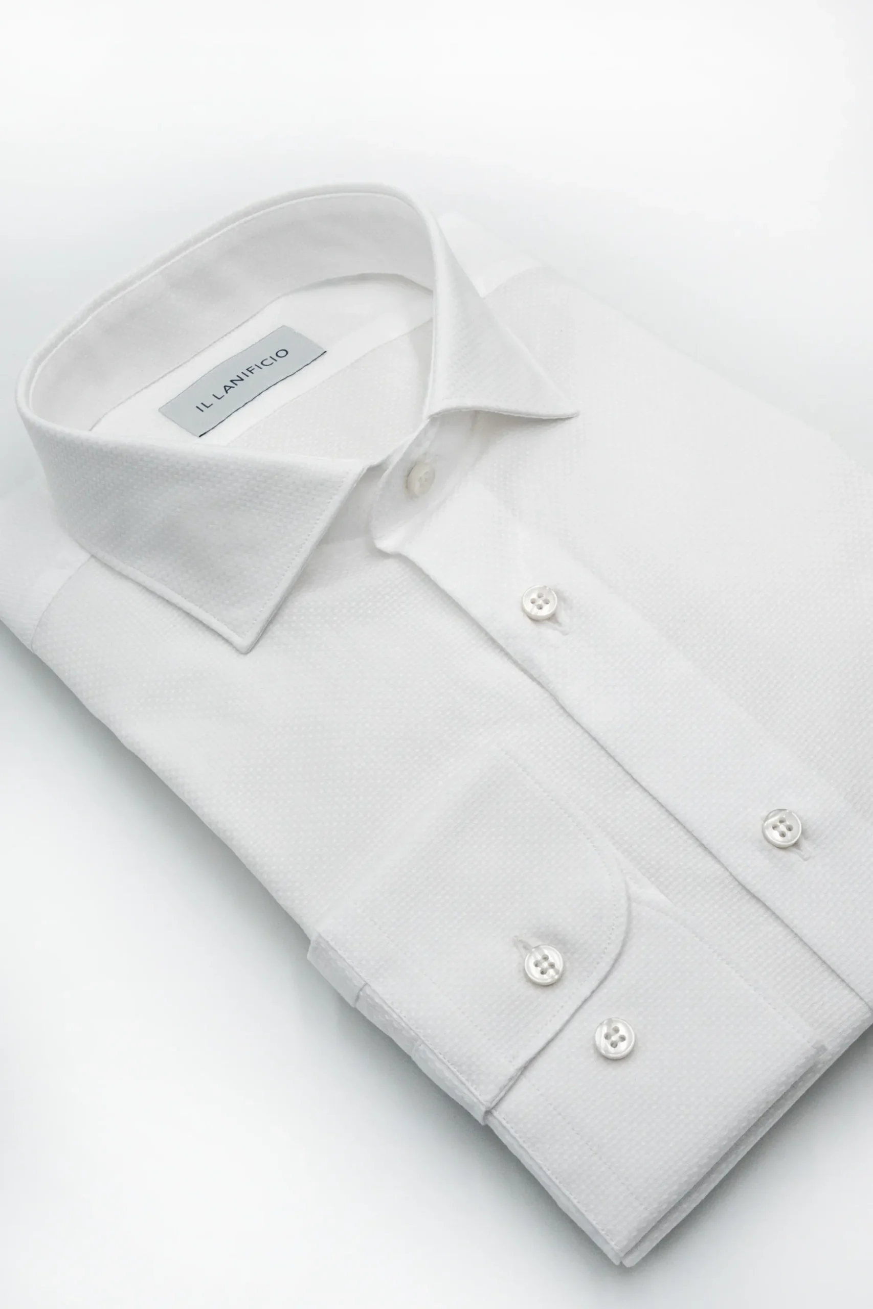 Camicia Dobby Custom Fit in Cotone - BIANCO OPERATO