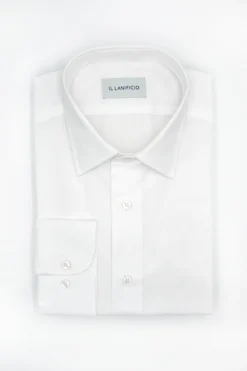 Camicia Dobby Slim Fit in Cotone - BIANCO OPERATO