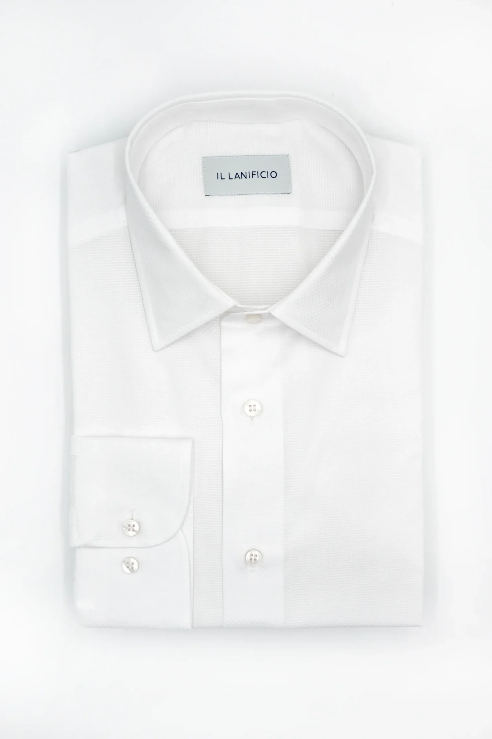Camicia Dobby Slim Fit in Cotone - BIANCO OPERATO