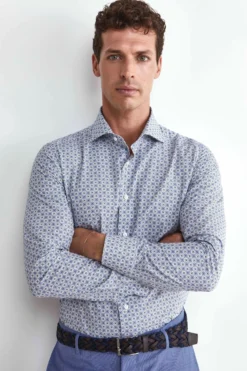 Camicia Fantasia Blu Slim Fit - FANT. BLU