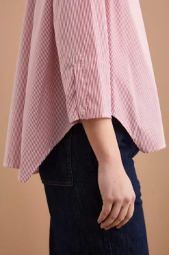 Camicia Fantasia Over in Misto Cotone - RIGATO BIANCO/ROSSO