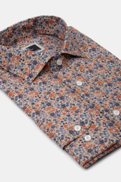 Camicia Fantasia Regular Fit in Popeline - FANT. BLU/ROSSO