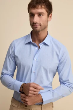 Camicia Fantasia Slim Fit Collo Classico - GALLES AZZURRO