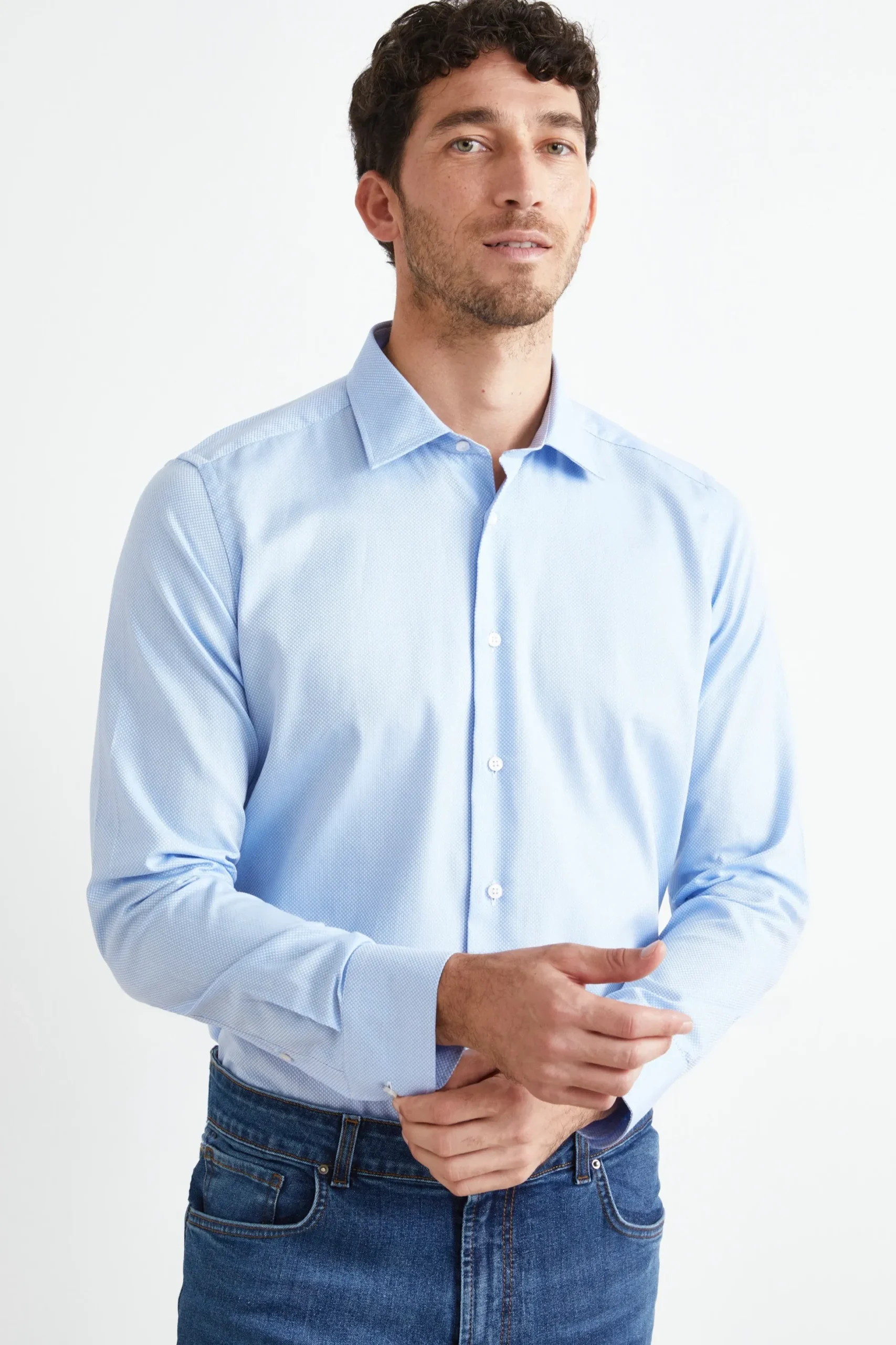 Camicia Fantasia Slim Fit - FANT. BIANCO/AZZURRO