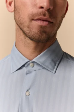 Camicia Fantasia Slim Fit in Jersey - AZZURRO SPIGATO