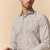 Camicia Fantasia Slim Fit in Popeline - FANT. BIANCO/ROSSO