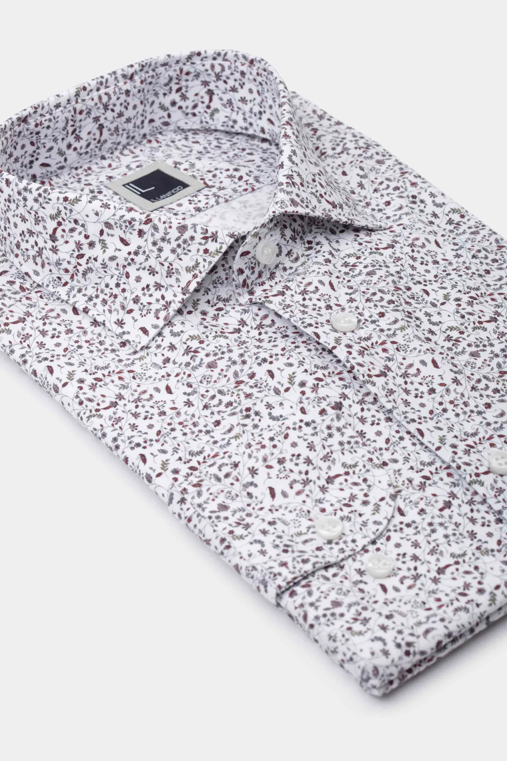 Camicia Fantasia Slim Fit in Popeline - FANT. BIANCO/ROSSO