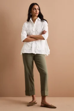 Camicia Fil Coupé Over in Misto Cotone - BIANCO