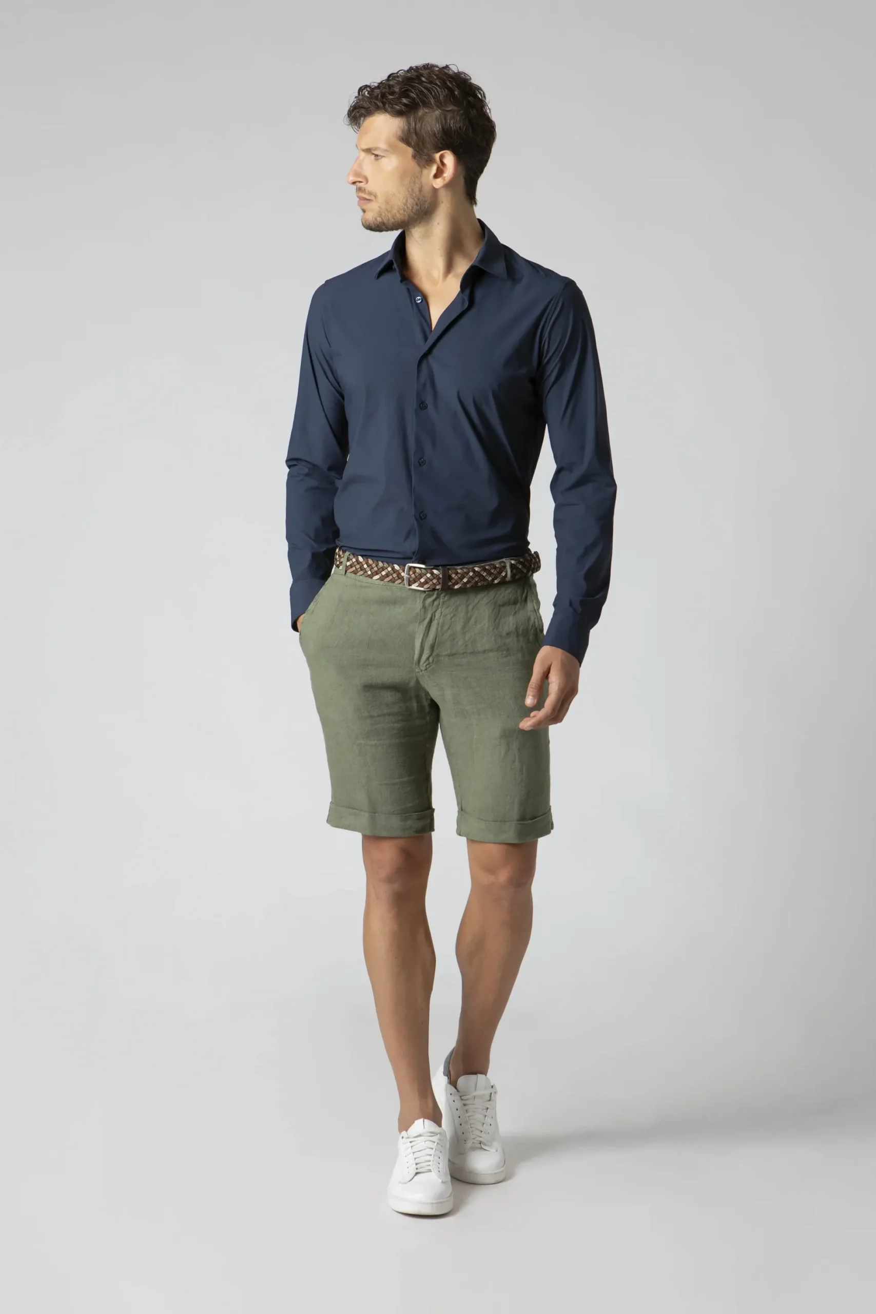 Camicia in jersey slim fit - BLU
