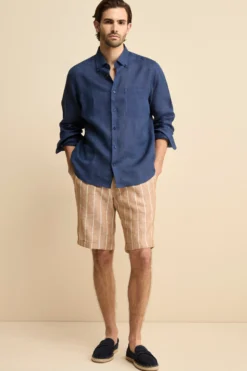 Camicia in lino regular fit - BLU