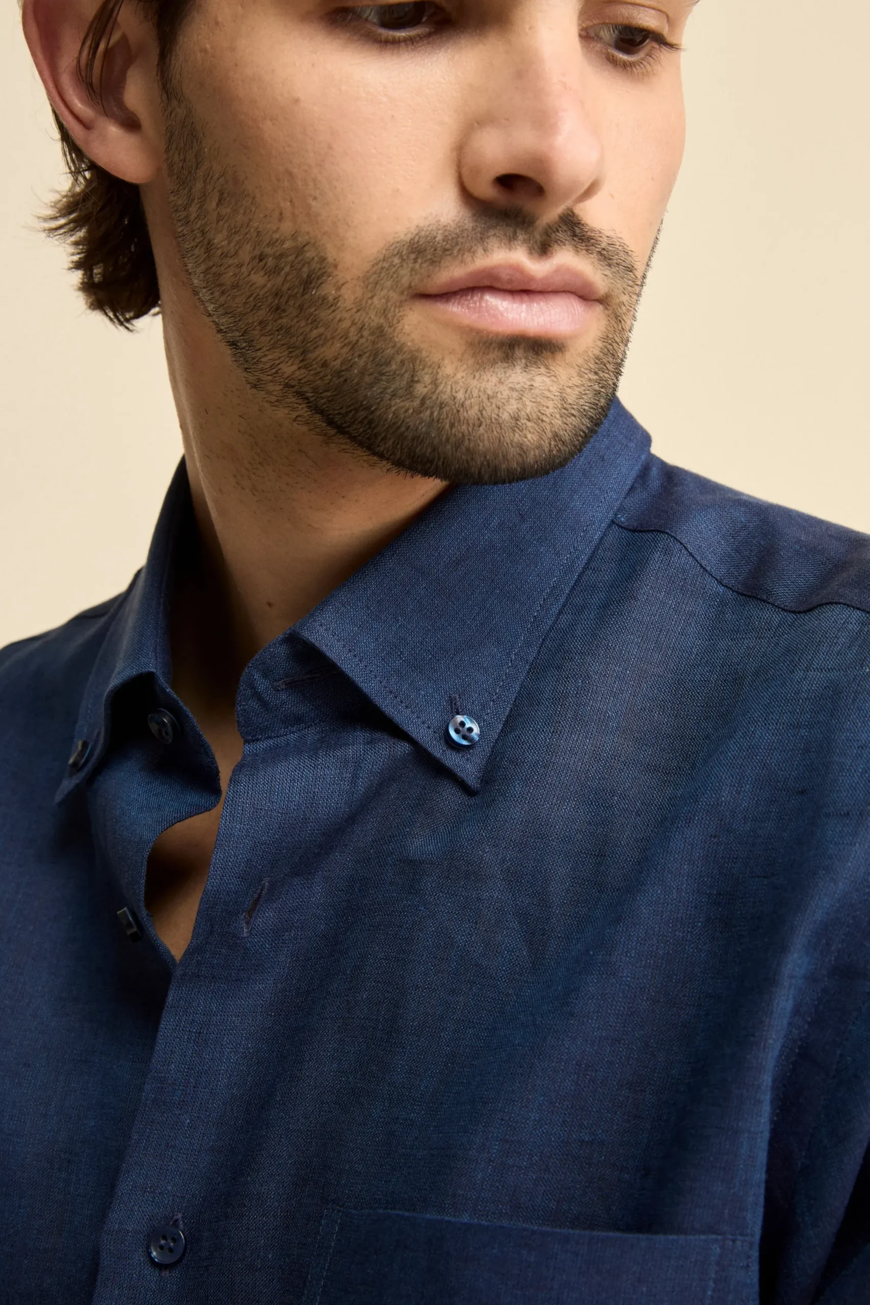 Camicia in lino regular fit - BLU