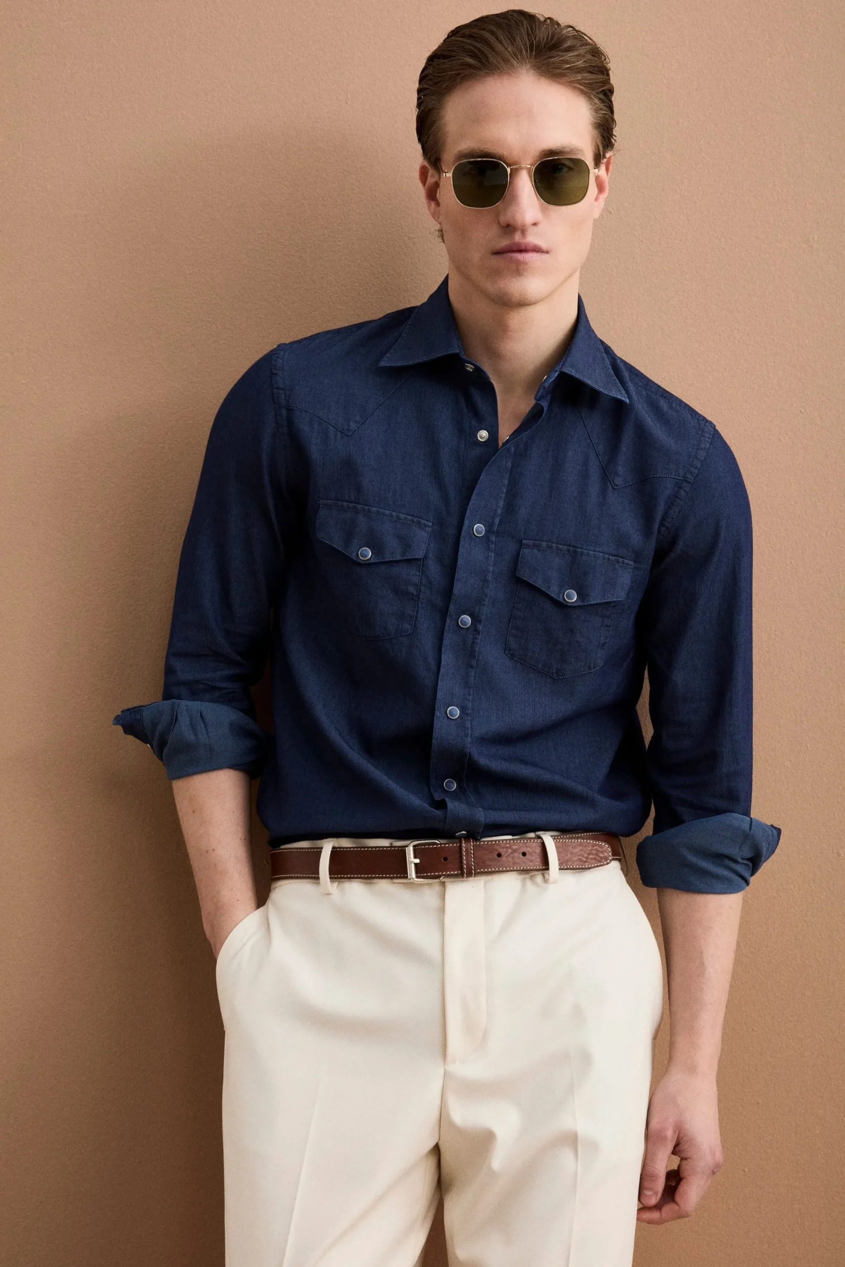 Camicia Jeans in Cotone con Tasche - DENIM