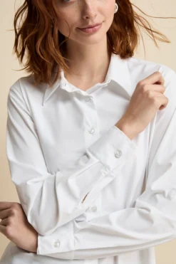 Camicia Jersey con Pinces - BIANCO