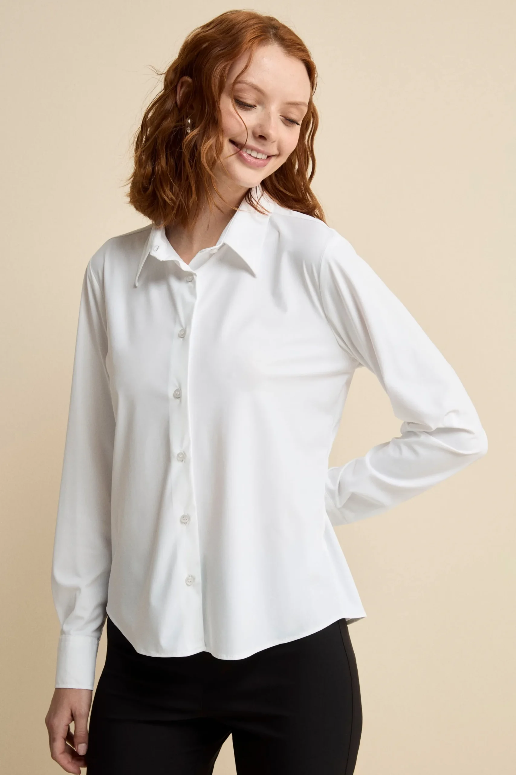 Camicia Jersey con Pinces - BIANCO