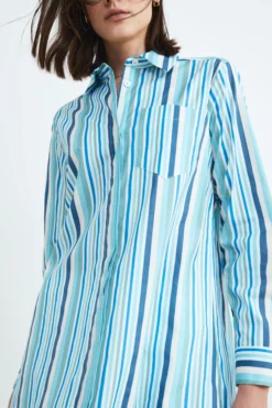 Camicia lunga donna - AZZURRO/BIANCO